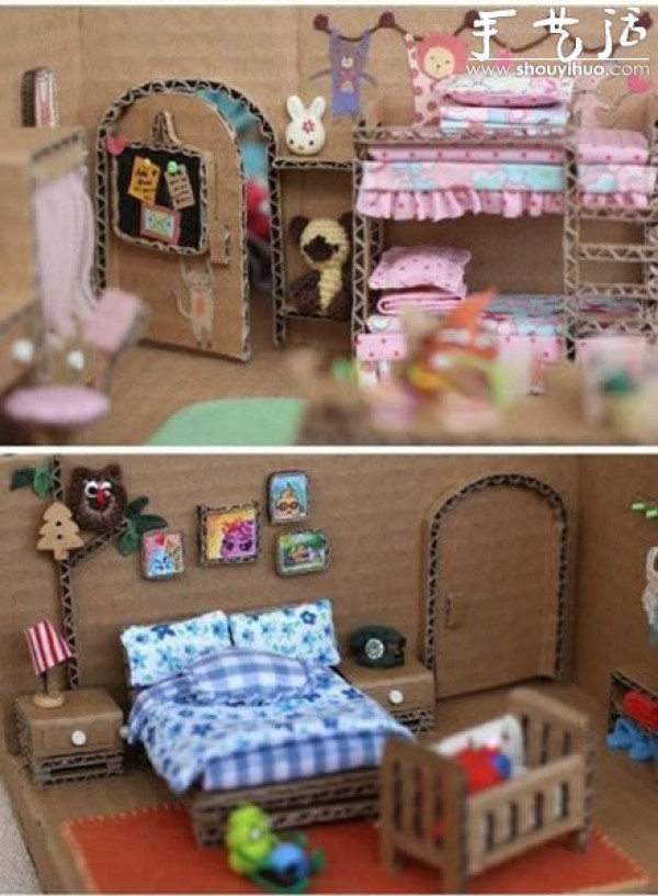 Corrugated paper handmade DIY mini warm home