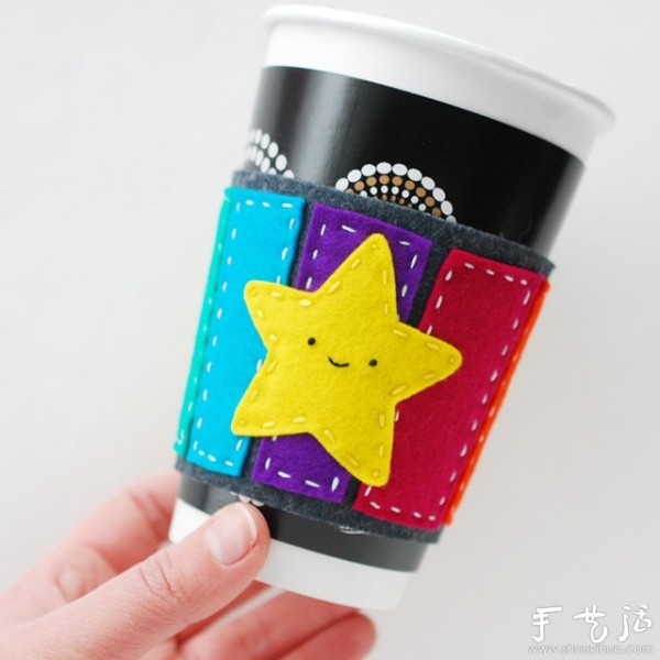 Cute five-star pattern cup sleeves handmade