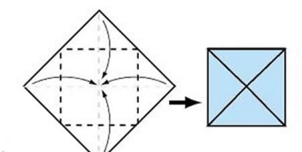 The simplest way to fold childrens crown, handmade origami four-corner crown illustration