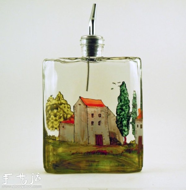 Glass bottle painting: Provence in a bottle