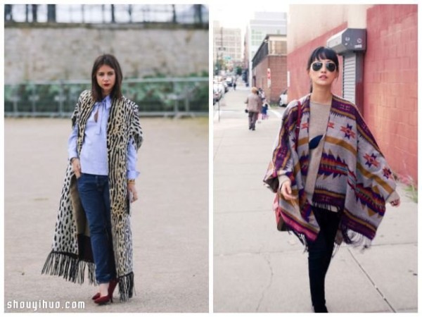 Watch a cape and shawl in autumn and winter fashion and be a chic girl