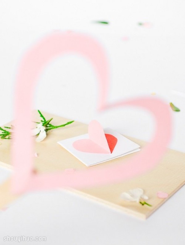 Valentines Day Handmade: Three Peach Heart-shaped Greeting Cards DIY Handmade