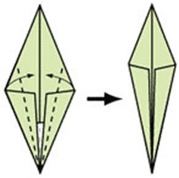 Tutorial on origami bamboo shoots for young children with simple instructions on how to fold bamboo shoots