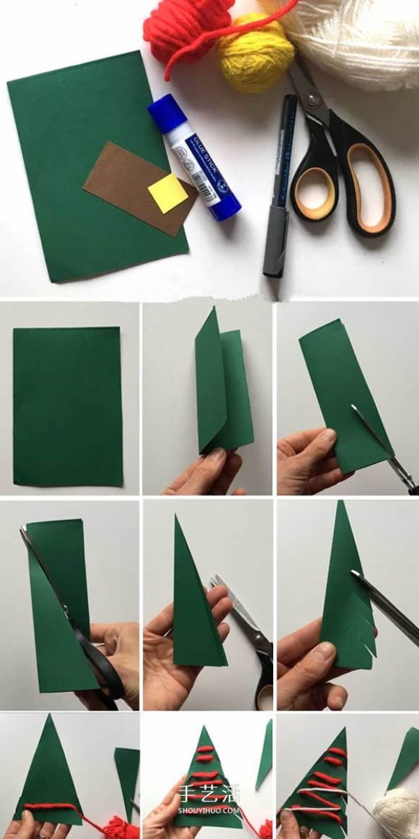 A simple way to make a Christmas tree from cardboard. A simple way for children to make a Christmas tree by hand