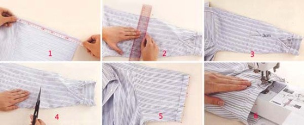 How to transform a long-sleeved shirt into short-sleeved shirts