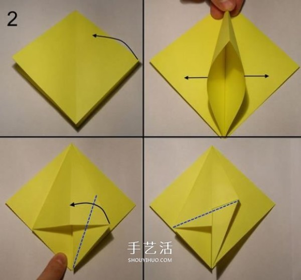 Illustration of the origami method of a three-dimensional pelican that likes to prey on fish