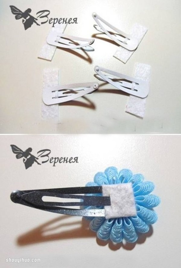 DIY handmade illustrated tutorial for small fresh silk ribbon and small flower hairpins