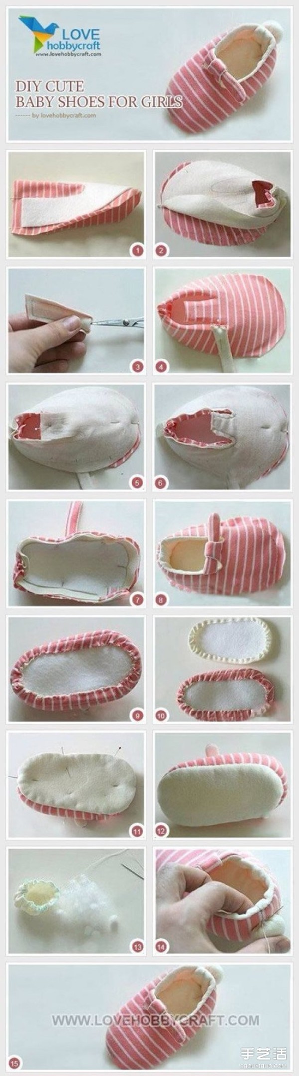 Nine ways to make baby shoes, illustrate the process of making baby shoes