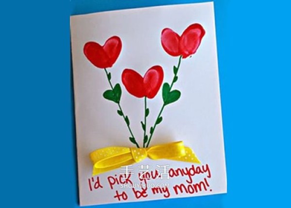 Finger painting is also used! How to make a simple and cute love flower greeting card