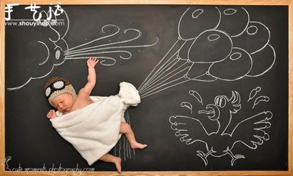 Blackboard graffiti takes the babies on a blackboard adventure