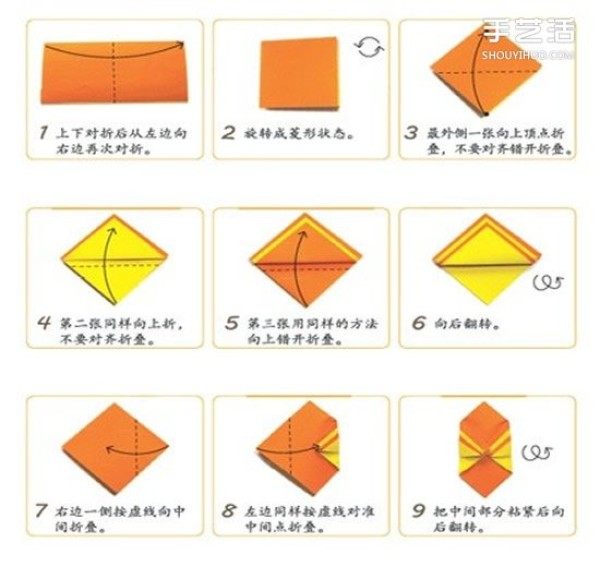 Illustration of how to fold a chopstick set, tutorial on how to make an origami chopstick set