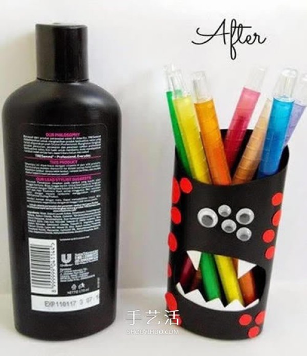 Shampoo bottle/body wash bottle DIY monster style cartoon pen holder production