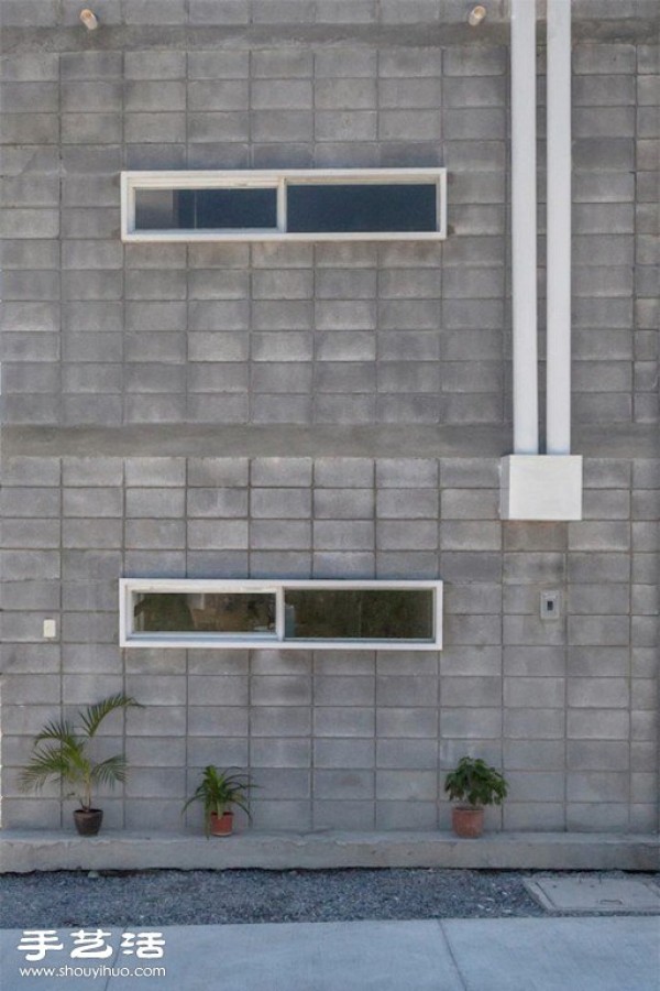 Modern Box House made of concrete blocks