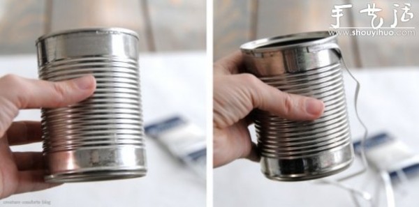 Tutorial on using tin can waste to make a DIY vase