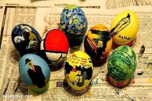 Beautiful hand-painted and carved DIY handmade art of egg shells