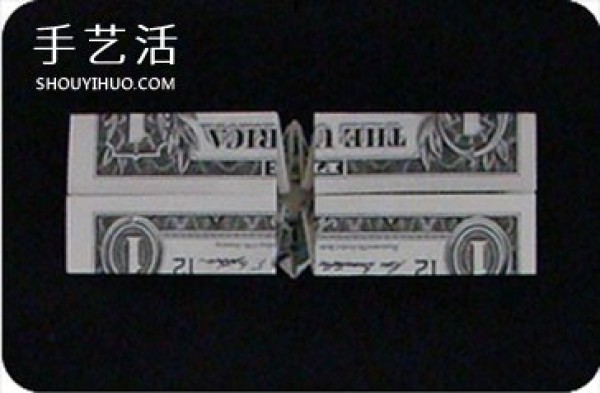 Tutorial of dollar origami ring, folding method of diamond ring with illustrations of banknotes