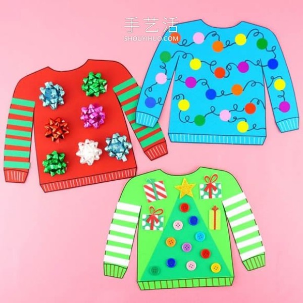 Tutorial on how to make handmade Christmas sweater decorations in kindergarten