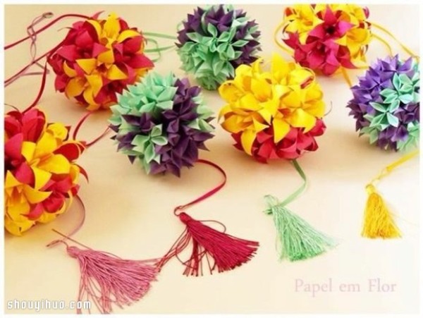 Appreciation of the beautiful handmade origami flower balls (2)