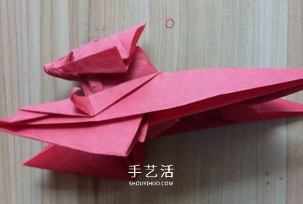 The process of folding the auspicious beast Kirin, the illustrated process of folding the Origami Tetsushi Kamiyas Kirin