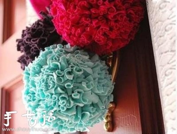 Handmade DIY beautiful colorful ball hanging ornaments old clothes