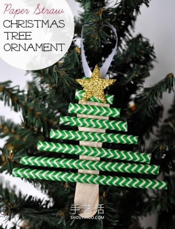 Tutorial on how to make a Christmas tree with paper straws in kindergarten