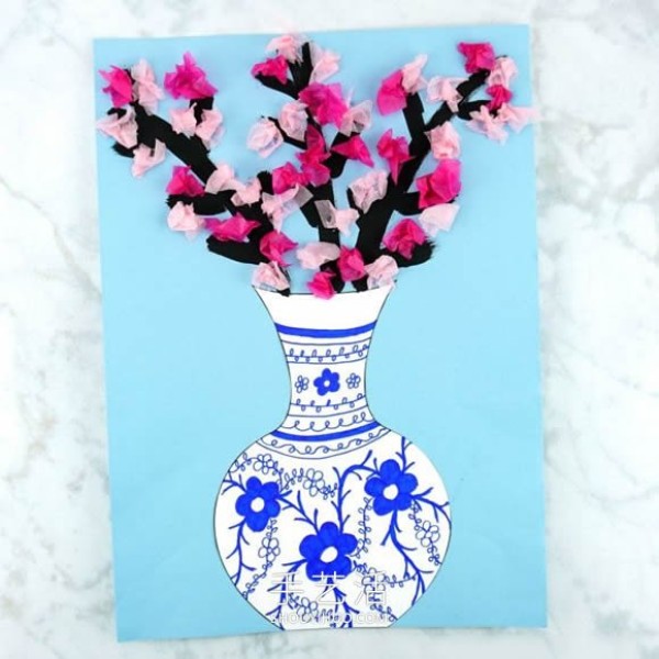 Colorful cherry blossoms and blue and white porcelain! Simple production of super beautiful paper stickers