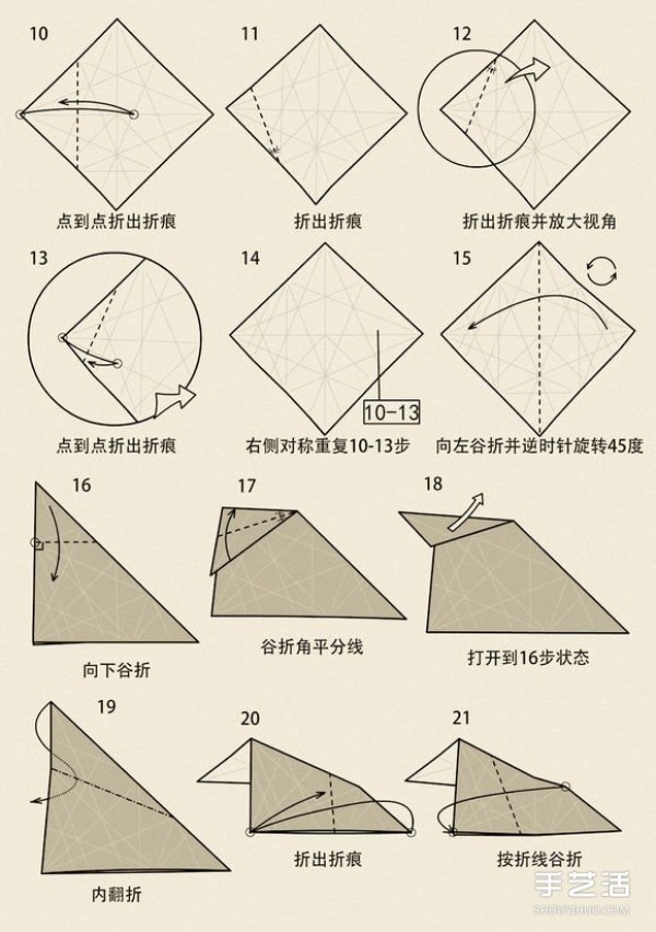 The origami method of the goat illustrates the folding steps of the twelve zodiac sheep