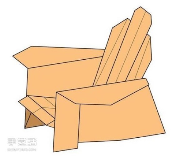 Illustration of the folding method of the origami sofa chair and the folding steps of the handmade sofa chair