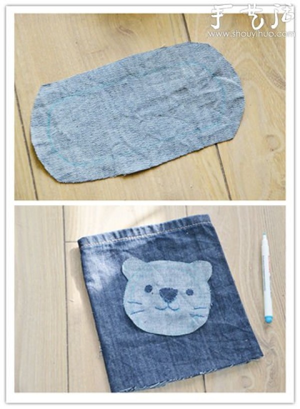 Old jeans handmade DIY "Little Lion Backpack"