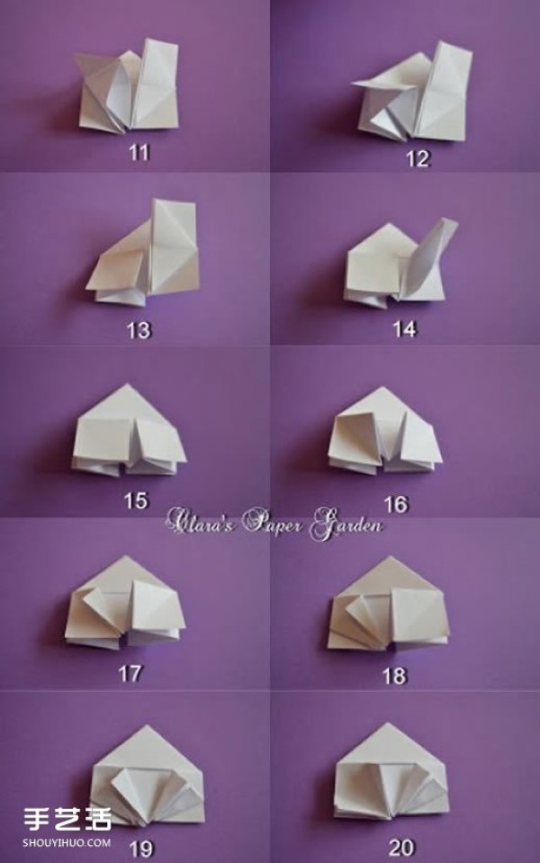 Love garland origami step-by-step illustration to make a beautiful garland with origami hearts