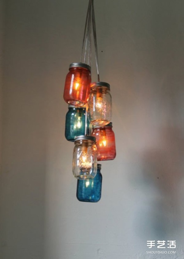 Using waste glass cans and bottles to make beautiful lighting with handmade DIY