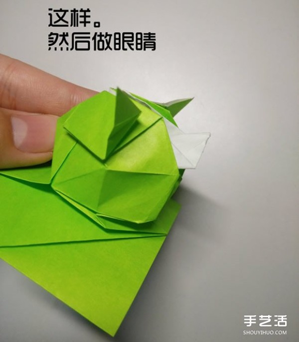 Three-dimensional duck origami step-by-step drawing and duck folding tutorial illustration