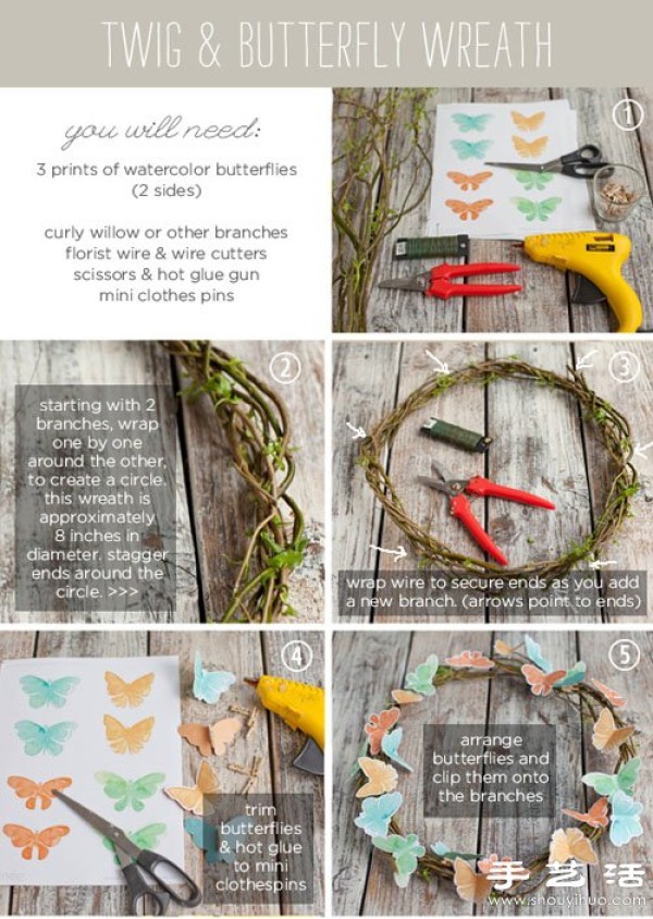 Butterfly Wreath Decoration Handmade Illustrated Tutorial