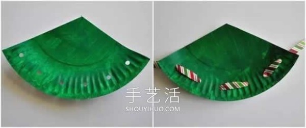 Tutorial on how to make a handmade paper plate Christmas tree in kindergarten