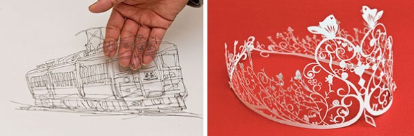 Use a blade to cut paper sculptures that are as detailed as iron wires.