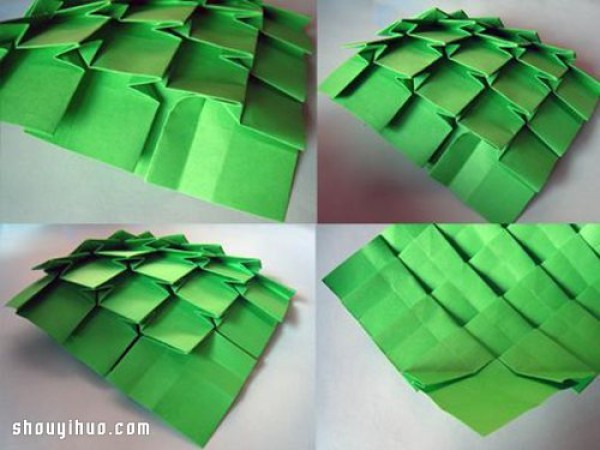 One piece of paper origami three-dimensional Christmas tree handmade DIY illustrated tutorial