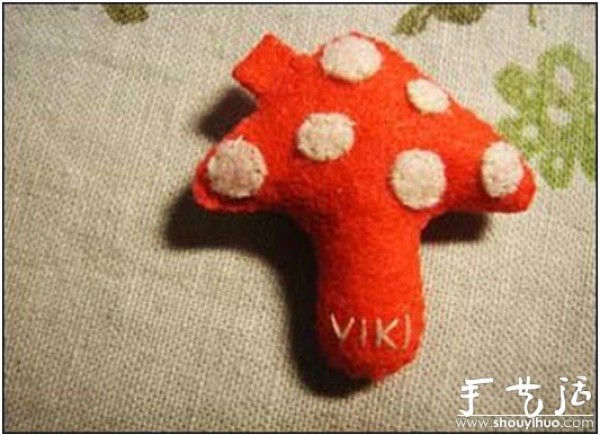 Childlike red mushroom pendant handmade