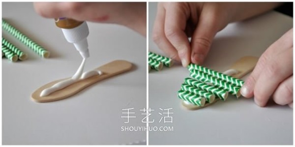 Tutorial on how to make a Christmas tree with paper straws in kindergarten