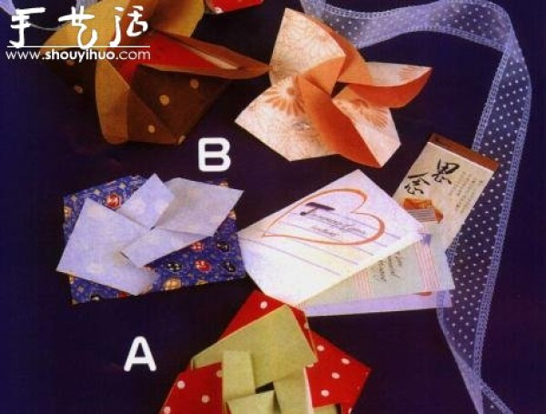 Origami tutorial on folding envelopes into looking like budding flowers