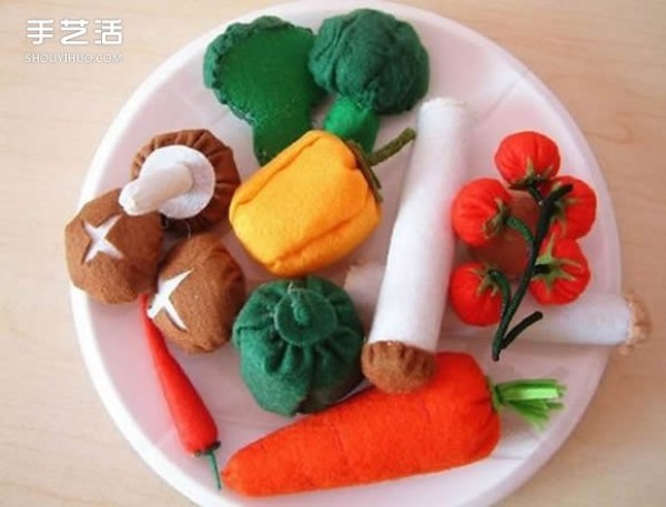 Non-woven gourmet model pictures, handmade fabric fruit and food works