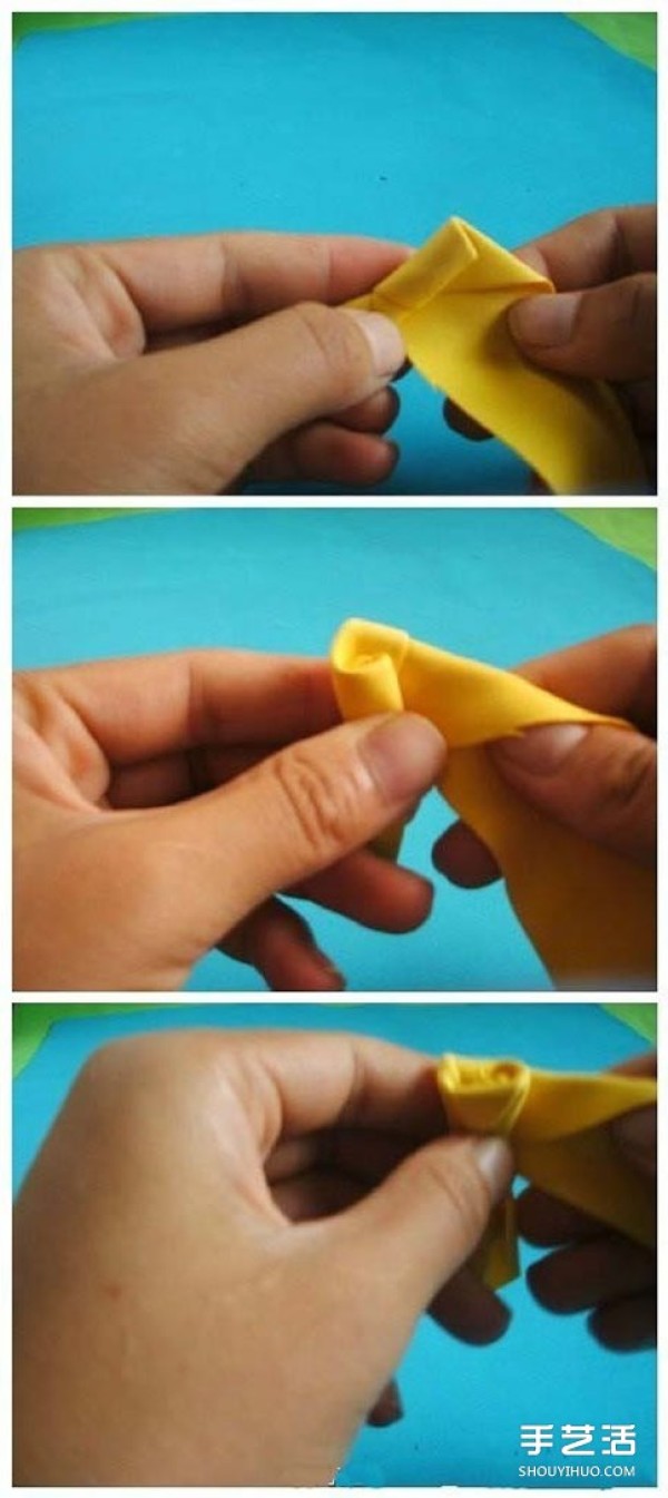 How to fold a rose with sponge paper, illustration of folding a rose with sponge paper