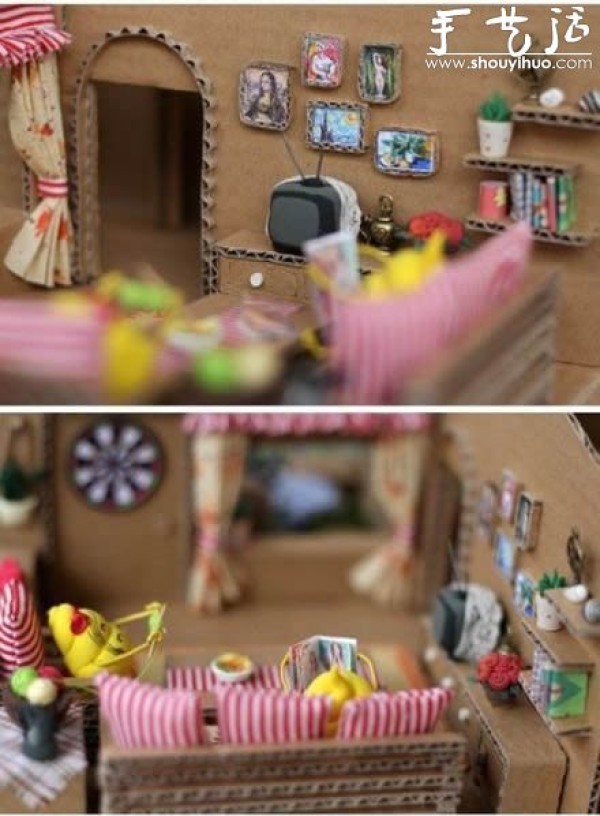 Corrugated paper handmade DIY mini warm home