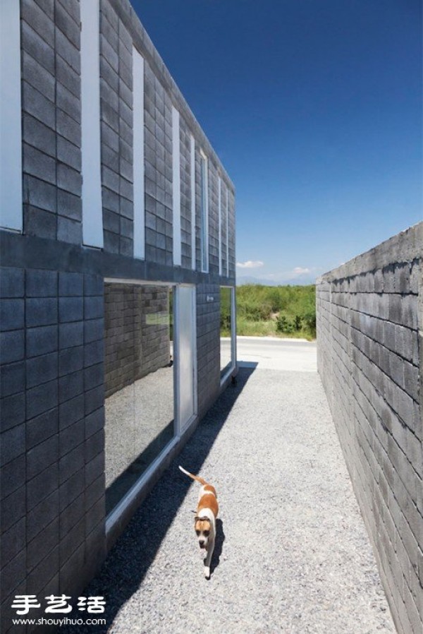 Modern Box House made of concrete blocks