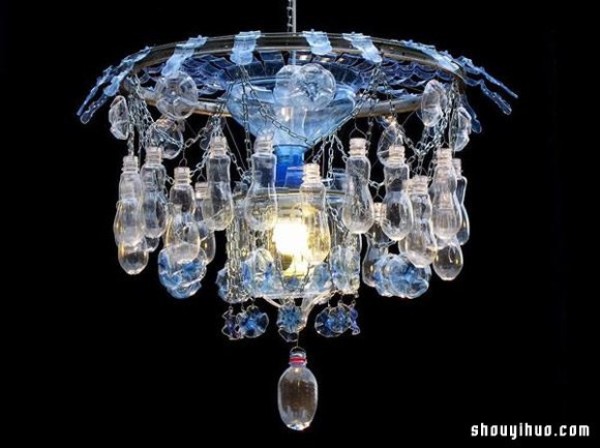 Waste plastic bottles replace glass, recycle and reuse DIY crystal chandelier