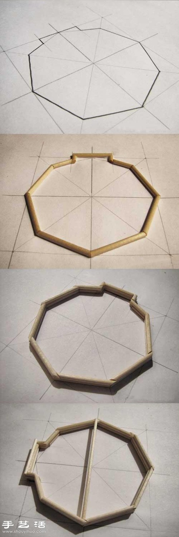 How to hand-make a pavilion model using thin wooden sticks/disposable chopsticks