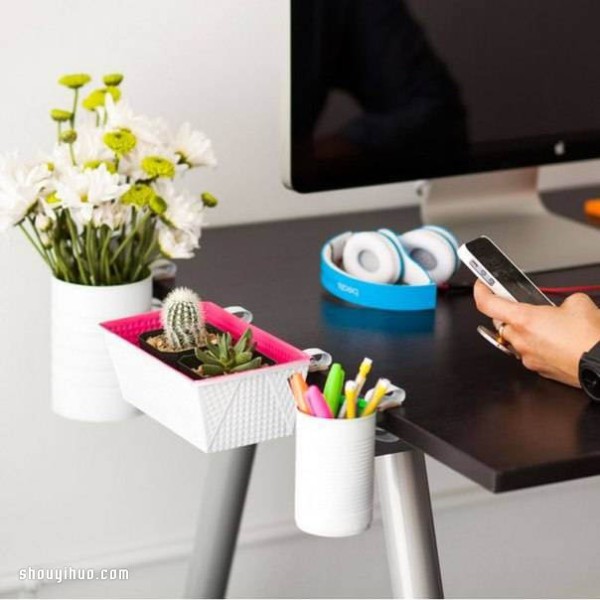 Using waste tin cans and tin boxes to DIY tableside flowerpots/pen holders/storage racks