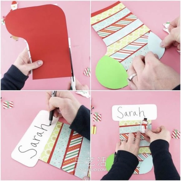 Tutorial on how to make simple handmade paper Christmas socks in kindergarten