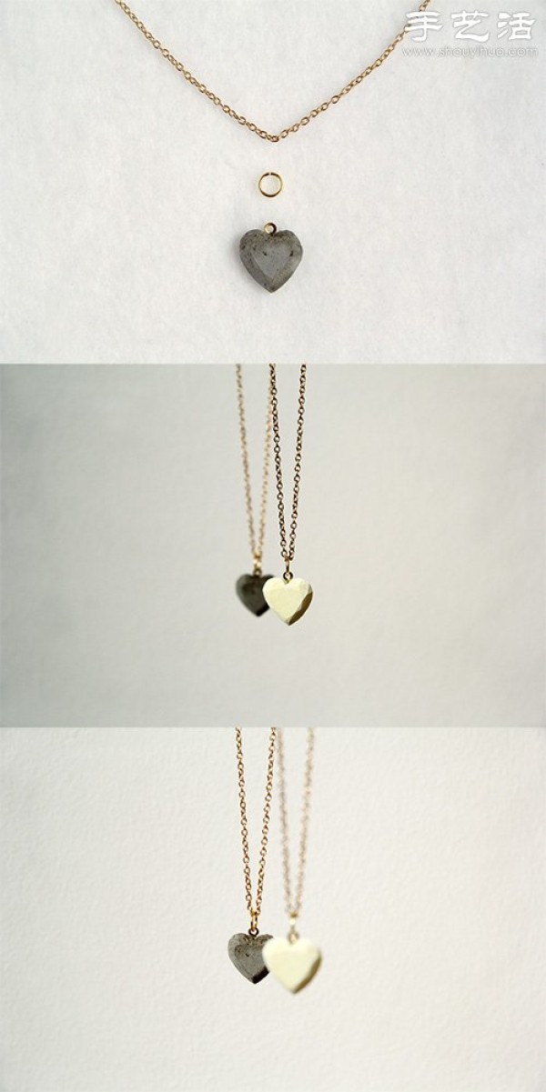 Concrete DIY to make exquisite industrial style heart-shaped necklace