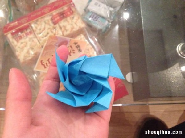 Ultra-detailed origami rose flower illustration