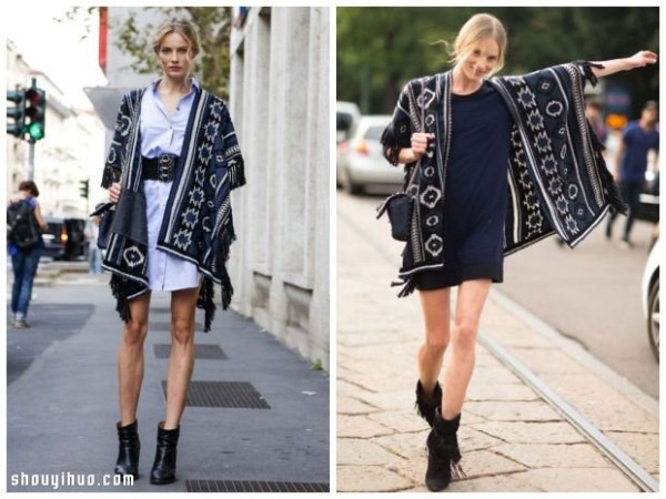 Watch a cape and shawl in autumn and winter fashion and be a chic girl